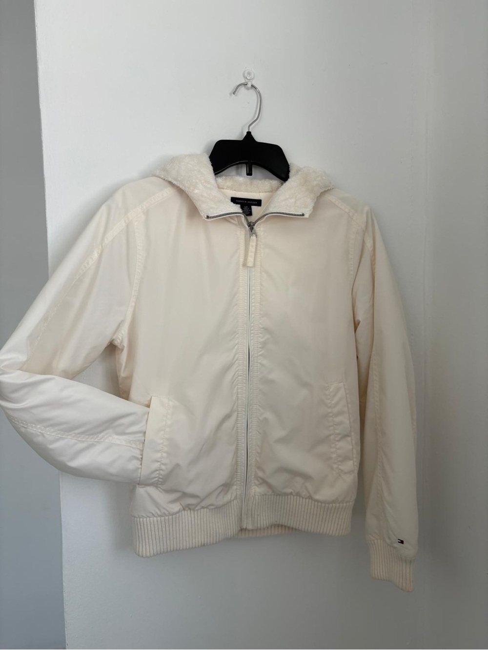 Tommy Hilfiger Cream Hooded Puffer Jacket | Size S